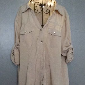 Millenium Khaki Button Down Blouse